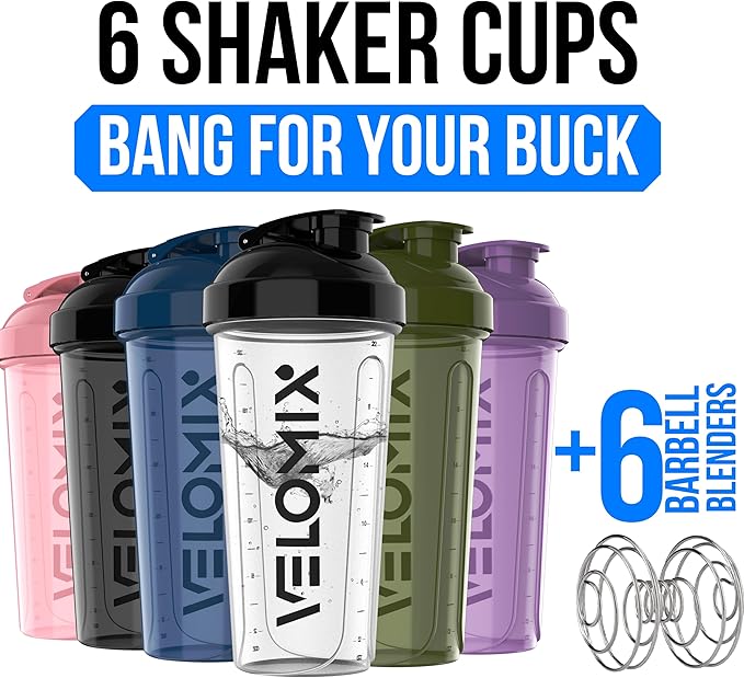 -6 PACK- 28 OZ Protein Shaker Bottles for Protein Mixes, Shaker Cups for Protein Shakes, Small Shaker Bottle Pack, Shaker Cup, Shakers for protein Shakes (Core Series)