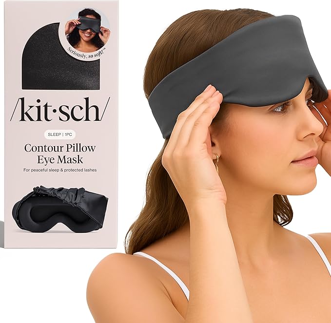 Kitsch Contour Pillow Eye Mask – Softer Than Silk Eye Mask for Sleeping, Blindfold Sleep Masks for Women & Men, No Eye Pressure, Lightweight, Eye Care, Travel Essentials - Charcoal
