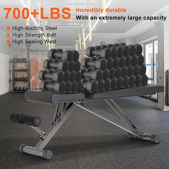 BARWING 2025 Upgraded Adjustable Weight Bench for Home Gym,800LBS,700LBS,Foldable Incline Workout Bench for Full Body Workout Easy Assembly