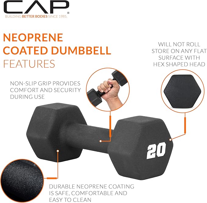CAP Barbell Neoprene Dumbbell Weights Pairs & Sets | Multiple Colors