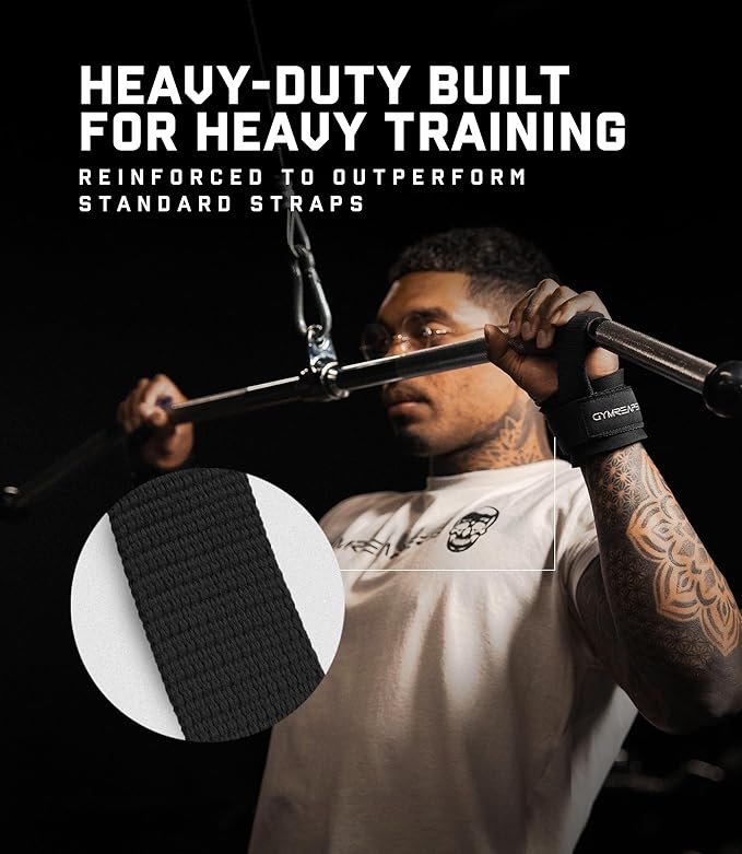 Gymreapers Weight Lifting Straps With Dowel - Wrist Straps for Weightlifting - Workout Deadlift Wrist Weights - Reinforced Stitching & Padded Fit Gym Accessories for Strength & Gym Hand Grip