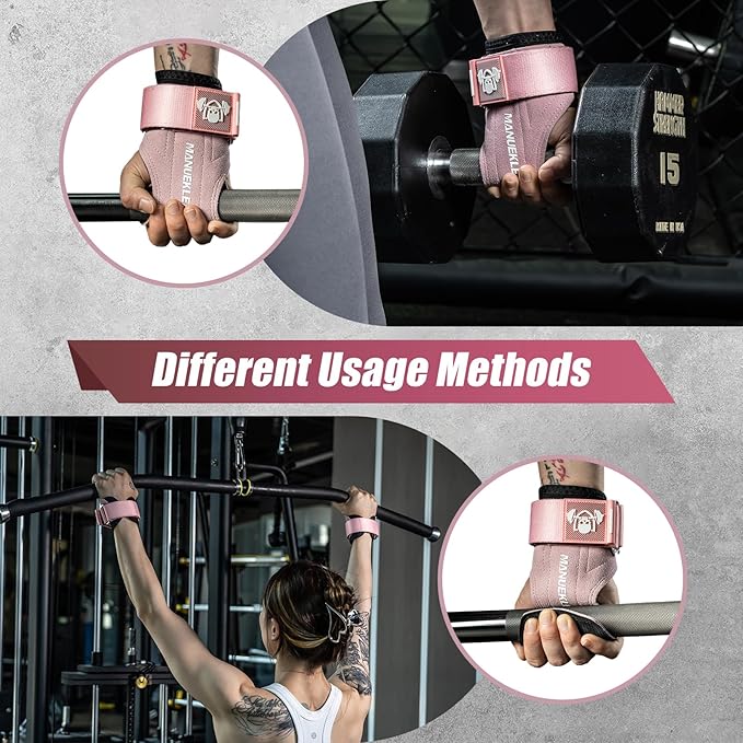 MANUEKLEAR Gym Straps Weight Lifting, Double Leather Lifting Straps for Men Deadlift with Cushion Wrist Loop, Gym Lifting Wrist Wraps for Weightlifting