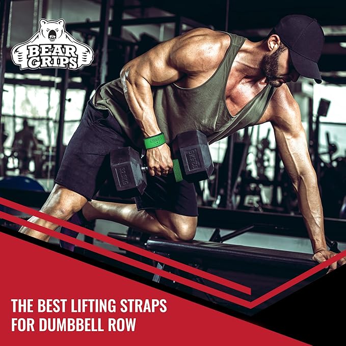 Bear Grips Lifting Straps - Gym & Weightlifting Straps for Men & Women, Deadlift Support, 2 Pairs