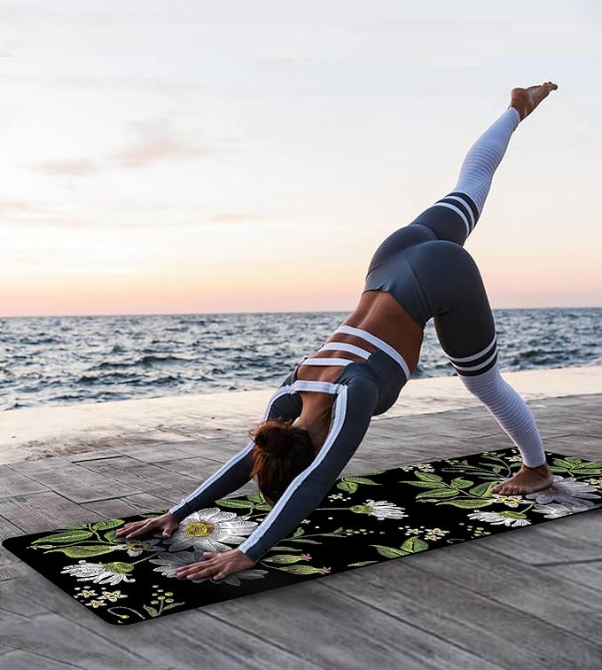 Non Slip Yoga Mat TPE Workout Mat for Men Women, Thick Workout Mat with Carrying Strap, Fitness Mats for Exercise, Yoga, Fitness, Pilates, Floor Workouts (72" x 24" x 6mm)