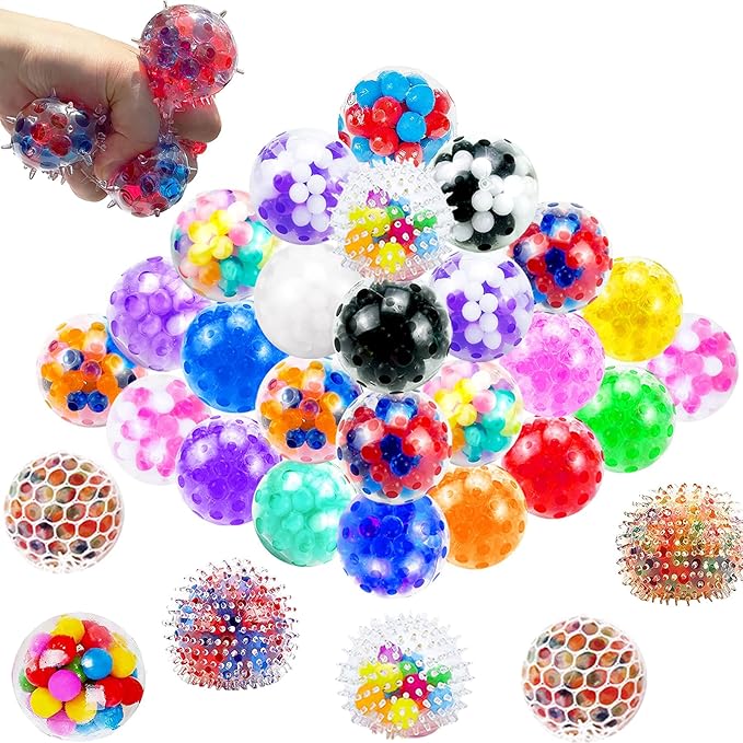 70pcs Stress Balls, Squishy Ball Fidget Balls Bulk, Small Stress Balls for Adults, Fidget Sensory Balls, Relief Squishy Balls for Party Favors,Classroom Prizes