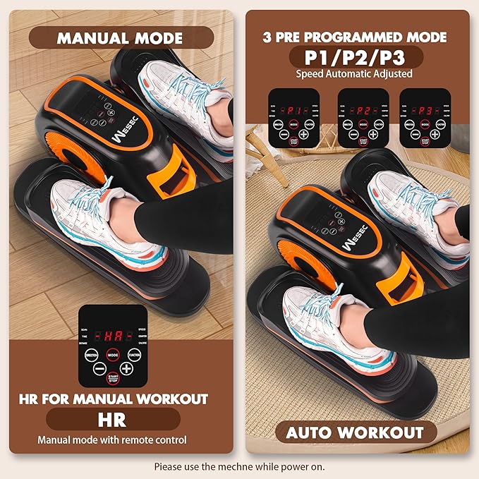 Under Desk Elliptical Machine, Electric Elliptical Training Machine w/Remote & 12 Speeds Level, Manual & Auto Mode, Elliptical Traier for Seniors Seated Pedal Exerciser for Home Office