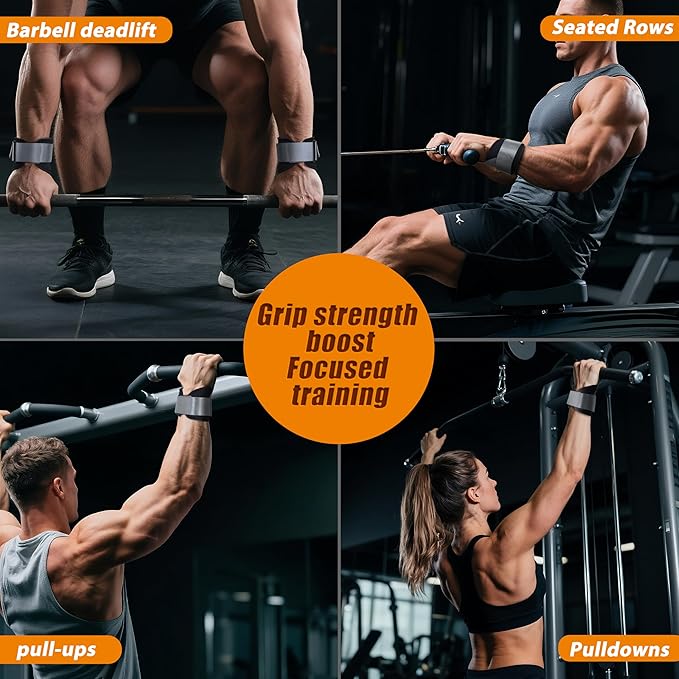 Weight Lifting Straps:3-ply Genuine Cowhide,Thickened SBR Pads, Anti-Snap Design ,Wrist Straps for Deadlifts,Weightlifting,Rows and Pull-Ups, Grip Straps Provide Ultimate Wrist Protection & Grip Booster