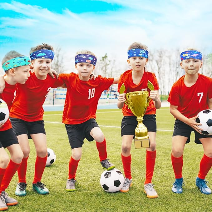Sweatbands for Kids - Non Slip Breathable Kids Athletic Sweatband Football Headband for Boys Girls 4 5 6 7 8 9 10 Years Gifts, Milk Silk Elastic Sweat Absorbing Hairband for Basketball Soccer Baseball