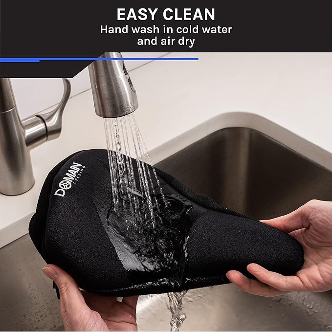 Bike Seat Cushion - Ultimate Comfort, Fits Peloton Seat Cushion and Most Exercise and Spin Bikes, Padded Gel Bike Seat Cover to Make Peloton Bicycle Seat Comfortable, 10.5”x7”