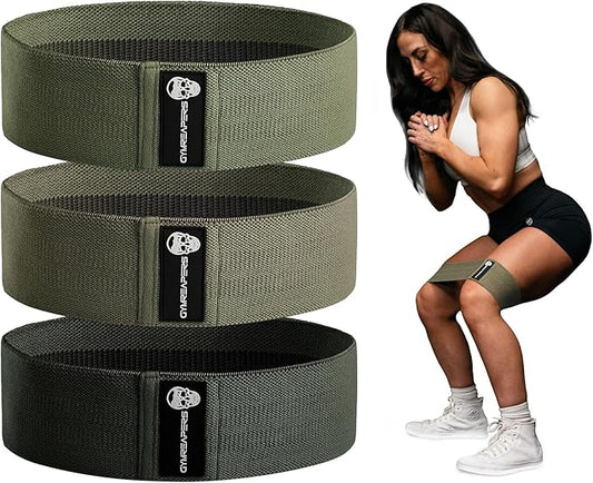 Hip Bands for Booty Workouts | Non Slip Fabric Band Set with 3 Levels - Resistance Bands for Legs & Hip - for Men & Women