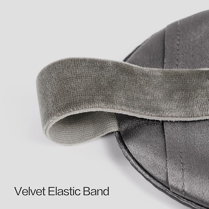 Luxury Silk Sleep Mask with 22mm Mulberry Silk, Velvet Elastic Band, Heat Therapy Pocket, and Travel Pouch, Grey Color