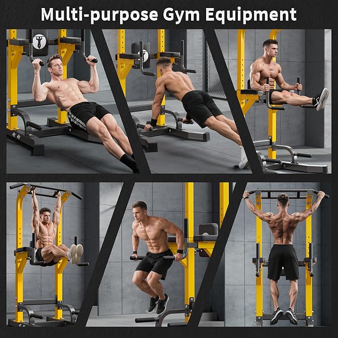 SogesPower Multi-Function Power Tower Pull Up Bar Station Pull Up Dip Station for Home Gym, Adjustable Height Pull Up Bar Stand Dip Bar Strength Training Workout Equipment