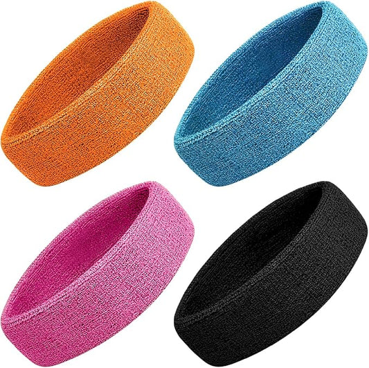 Sweatbands Sport Headbands for Men & Women, 12 Pcs Sweat Head Bands Moisture Wicking Sport Headband Cotton Sweatbands for Basketball, Athletic Exercise, Running