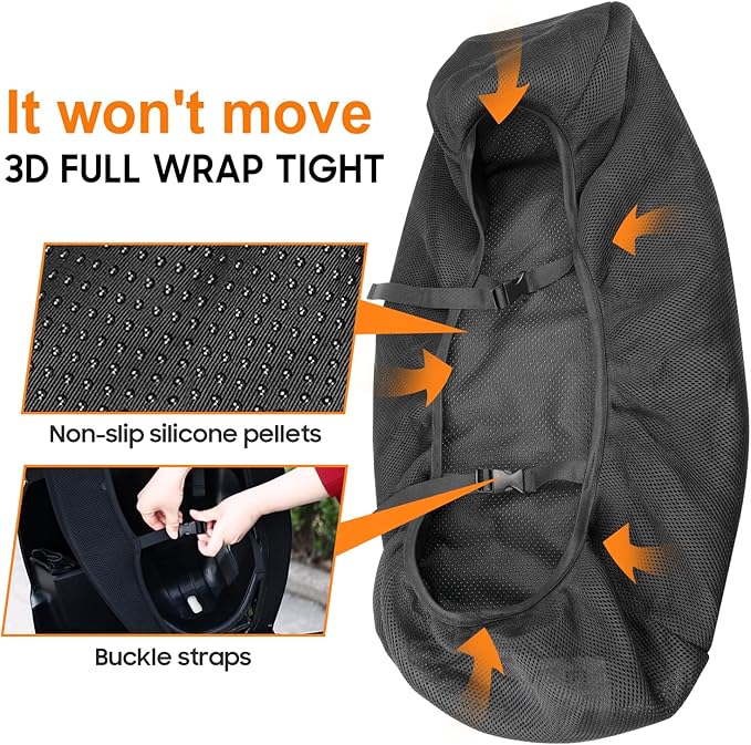 JFT Motorcycle Seat Cushion Air Pad, Pressure Relief Ride Motorcycle Air Cushion Large for Cruiser Touring Saddles, Shock-Absorbing Motocycle Seat Air Pad for Long Time Riding (Black)