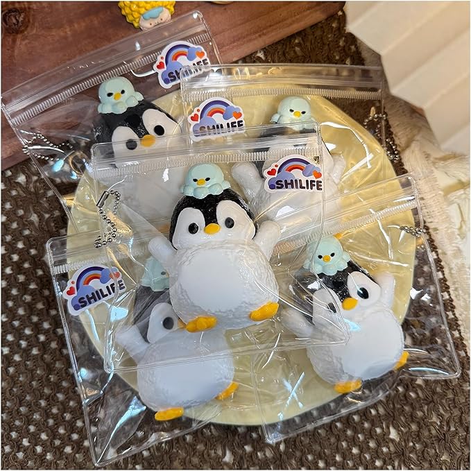Taba Squishy Penguin,fufu squishies,Silicone Toys,Stress Relieving Fur Ball OPP Packaging GiftsSquishy Fidget Toys for Anxiety&Relaxation,Perfect Desk Accessory for Adults (Penguin)