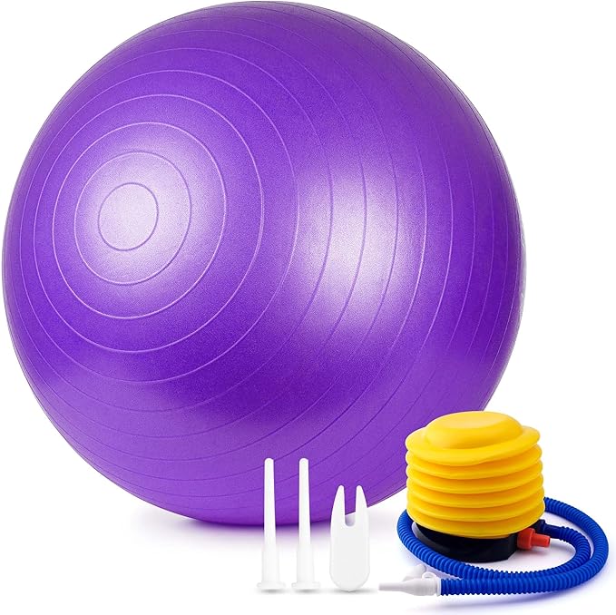 Anti-Burst Exercise Ball,Yoga Ball Chair with Pump Device,Non-Slip Matte Pilates Ball,Balance Ball for Stretching Core Yoga Pilates Birthing Pregnancy Stability Gym Workout Training