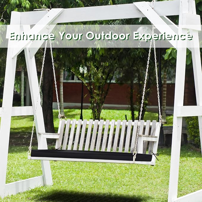 SK Studio Outdoor Bench Cushion 48x18x3 Inch Waterproof Patio Furniture Cushion Fade Resistant Pation Replacement Seat Pad with Tie Straps for Patio Garden Swing Porch Furniture, Dark Grey