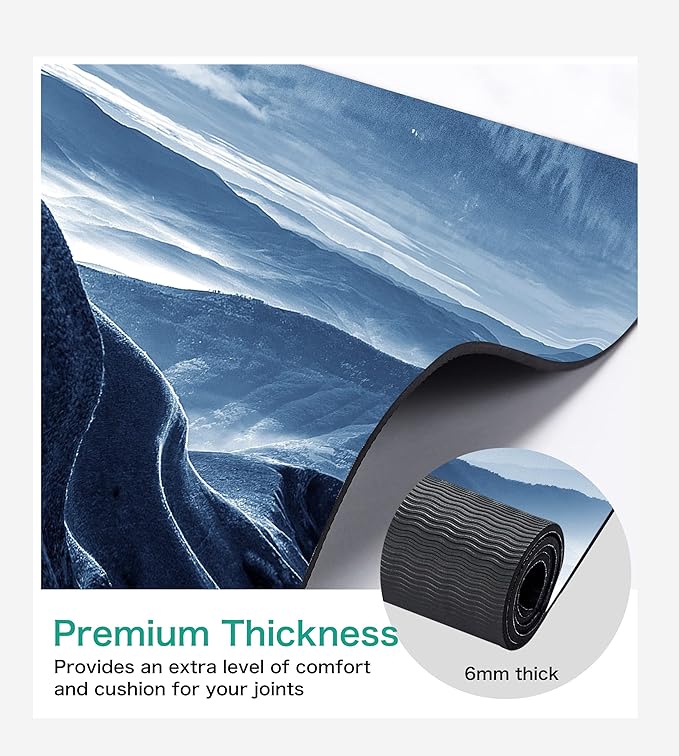 Non Slip Yoga Mat TPE Workout Mat for Men Women, Thick Workout Mat with Carrying Strap, Fitness Mats for Exercise, Yoga, Fitness, Pilates, Floor Workouts (72" x 24" x 6mm)