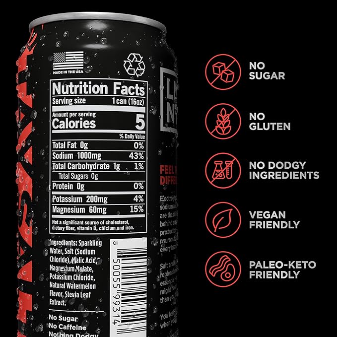 Drink LMNT Sparkling Electrolyte Drink - Watermelon Salt | 12-Count