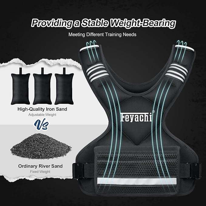 Feyachi Adjustable Weighted Vest - 3-12 lbs/12-20 lbs/20-32 lbs X Type Weight Vest with Reflective Stripe Ideal for Running Workout and Training
