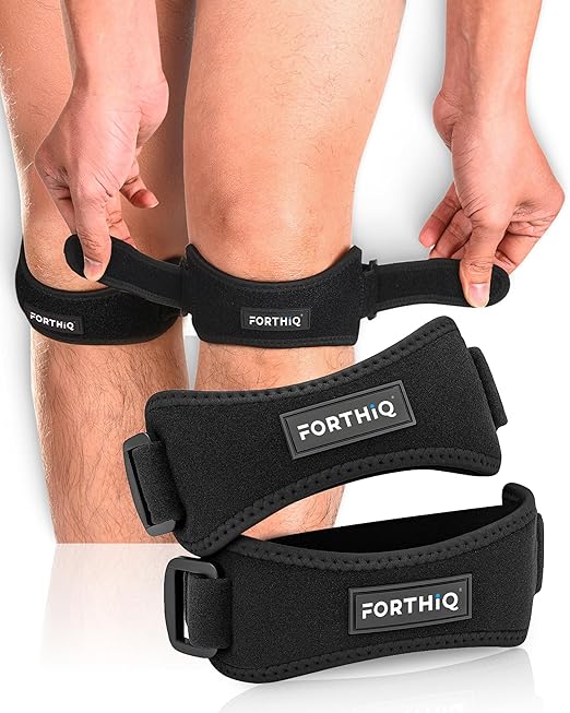 FORTHIQ Knee Brace - Patella Band 2-Pack for Knee, Support, Breathable, Adjustable, and Lightweight, Sport-Compatible, Black
