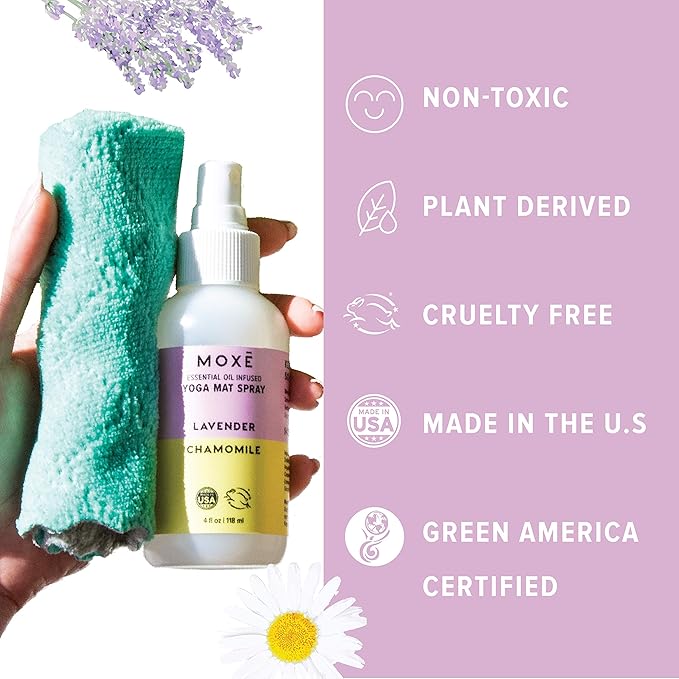 MOXE Yoga Mat Cleaner, 4 Ounces (Lavender Chamomile & Rosemary Lemon, 1 Each)