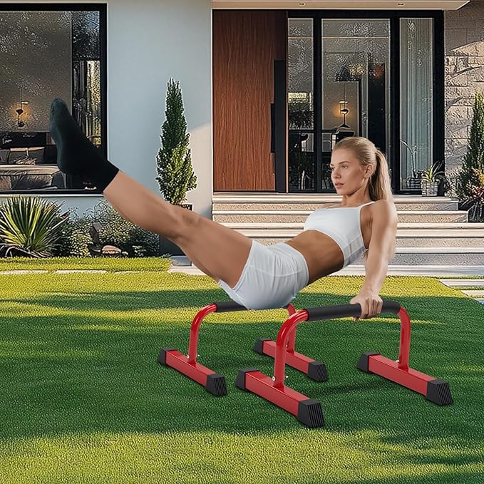 Push Up Bars: Sweat-resistant Parallettes Bar for Handstands L-sit & Dip, No Wobbling Strength Training Pushup Stands for Women Men Workout Core Exercise at Home Floor Gym