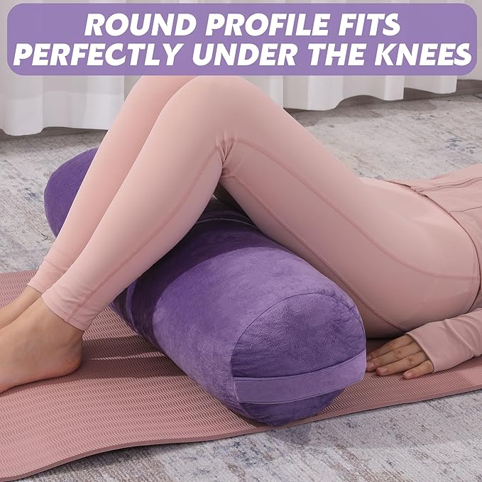 MABOZOO Round Yoga Pillow, Cylindrical Yoga Bolster Pillow with Washable Cover, Meditation Cushion Body Cushion for Practice, Restorative, Meditation