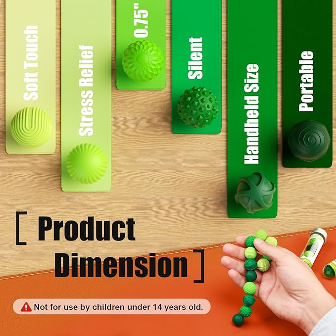 Silicone Magnetic Balls, Fidget Toys, 12-Pack Stress Relief Toys for Adults, Teens, Sensory Toy for Fingers Hands, Quiet Office Desk Toys with Textures, Magnet Fidget Fun Gift (2 Pack(Green+Red))