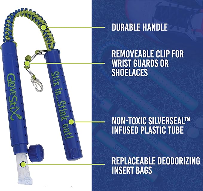 Glovestix Shoe Deodorizer & Odor Eliminator for Hockey & Lacrosse Gloves, Boxing & Soccer Gear, Smelly Gym Bags & Sports Equipment. Non-Toxic Odor Remover. As Seen on Shark Tank (1 Set of Sticks)