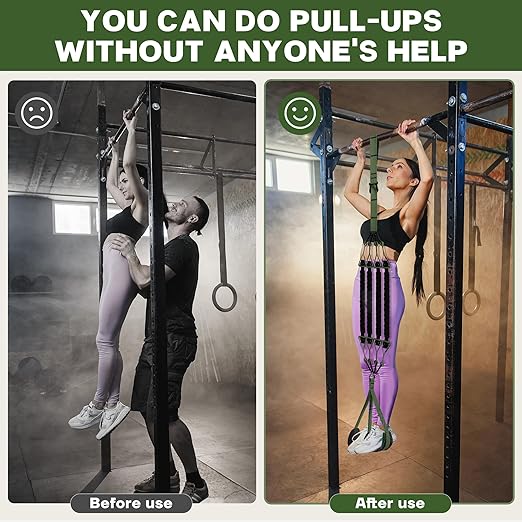 Pull Up Assistance Bands - Adjustable Heavy Duty Pull Up Assist Workout Bands for Men, Women, and Seniors - Resistance Bands for Pull Ups - Pull Up Bar Accessories (Green)