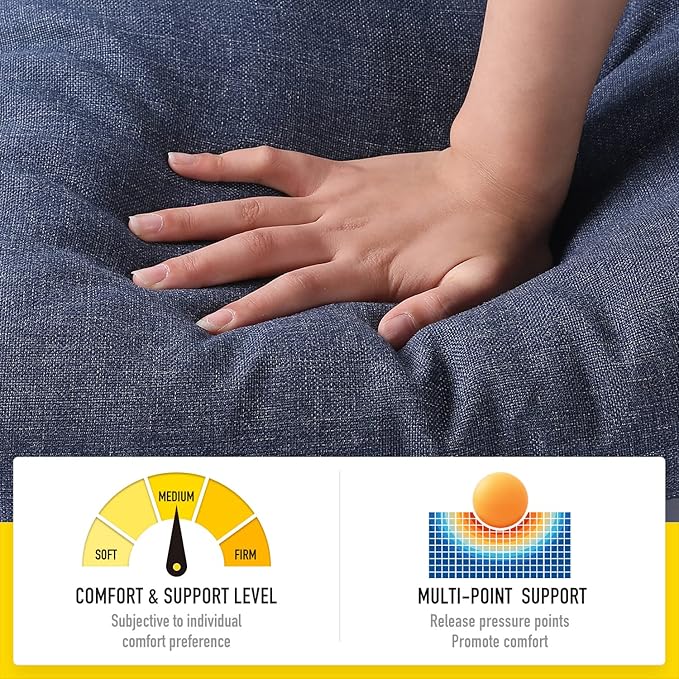 SUNROX LokGrip Non Slip Tufted Memory Foam Bench Cushion, FadeShield Water Resistant Durable Thicken Outdoor/Indoor Bench Seat Pads 59x16x4 inch, Heather Indigo