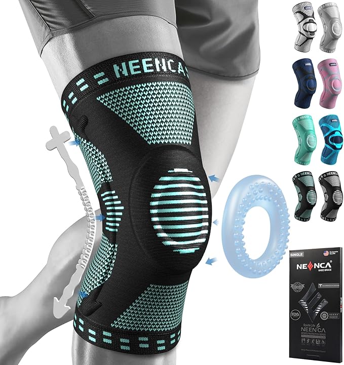 NEENCA Knee Braces for Knee Pain Relief, Compression Knee Sleeves with Patella Gel Pad & Side Stabilizers, Knee Support for Weightlifting, Running, Workout, Arthritis, Meniscus Tear, Men Women. ACE-53