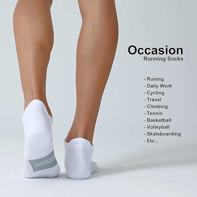 CS CELERSPORT 6 Pack Men's Running Ankle Socks with Cushion, Low Cut Athletic Tab Socks