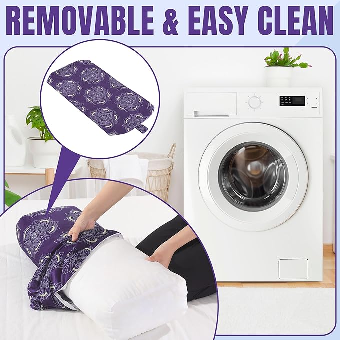 MABOZOO Yoga Bolster Pillow, Rectangular Yoga Bolster for Restorative & Meditation, Professional Meditation Cushion with Carry Handle