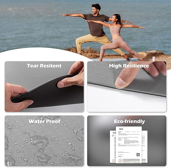 UMINEUX Yoga Mat Extra Thick 1/3'' & 2/5" Non Slip Yoga Mats for Women Eco Friendly TPE Fitness Exercise Mat with Carrying Sling & Storage Bag