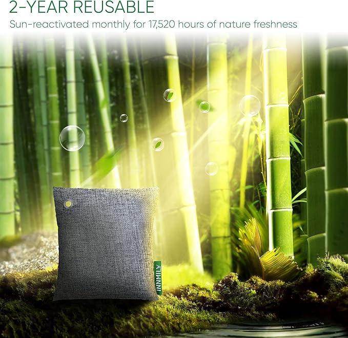 Activated Charcoal Odor Absorber,Large 500g W Hooks Nature Odor Eliminator for Strong Odor,Bamboo Charcoal Air Purifying Bags,Moisture Absorbers for Fresh Home Car Closet Pet,Smoke Smell Deodorizer