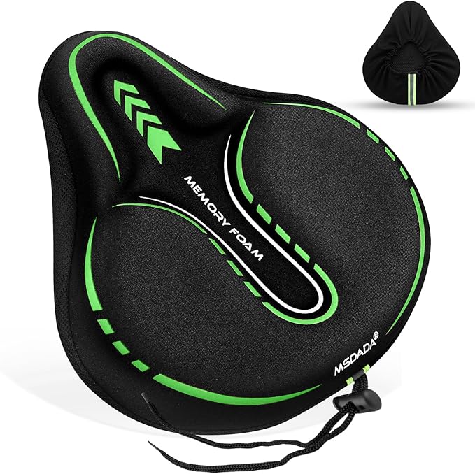 MSDADA New Large Gel Bike Seat Cover, Extra Soft Bike Seat Cushion for Men Women Comfort Wide, Fits Indoor/Outdoor/Exercise Bikes (11.22 inch x 10.03 inch)