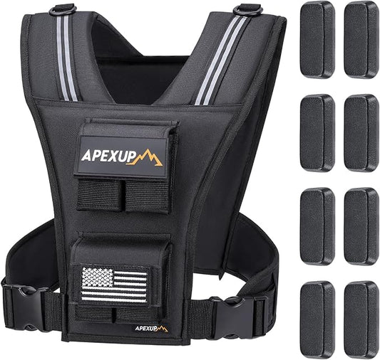 APEXUP Adjustable Weighted Vest Men 20lbs/30lbs/40lbs Weights with Reflective Stripe, Weight Vest Woman Workout Vest for Strength Training Running Walking