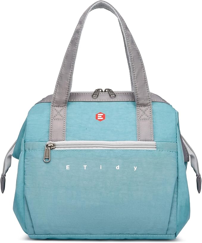 ETidy Fashionable & Lightweight Reusable Lunch Bag Large Capacity Waterproof & Leak Proof Lunch Box Insulated Cooler Lunch Tote For Women Adult To Work Travel Outdoor(Blue)