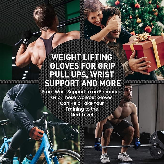 FINGER TEN Weightlifting Workout Gloves Full Half Finger with Wrist Strap Support, Padded Grip for Weight Lifting Gym Fitness Exercise Training Men Male