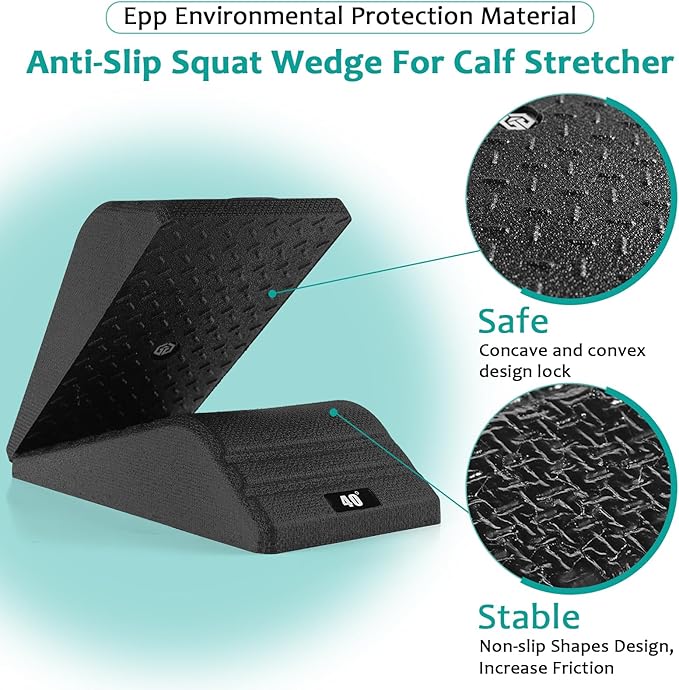 Squat Wedge Block 2PCS Non Slip Professional Ramp - 550 LBS Weight Capacity - Slant Board for Calf Stretching - Calf Stretcher Slant Board - Yoga Blocks