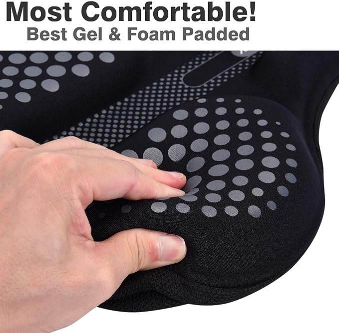 DAWAY Comfortable Bike Seat Cover - Silicone Gel & Memory Foam Padded Bike Seat Cushion for Men Women - Soft Bicycle Saddle Cover for Peloton, Stationary Exercise, Mountain Road Bikes - XL/Large/Small