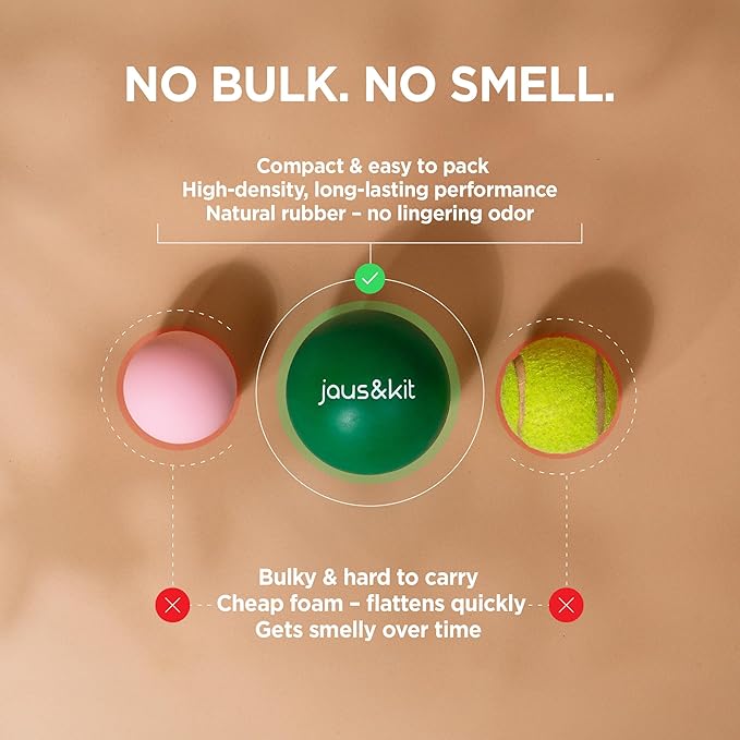 J&K 3.5 in Massage Ball for Back Pain – 2 Large Therapy Massage Balls – Trigger Point Relief and Myofascial Release – Rubber Ball for Physical Therapy