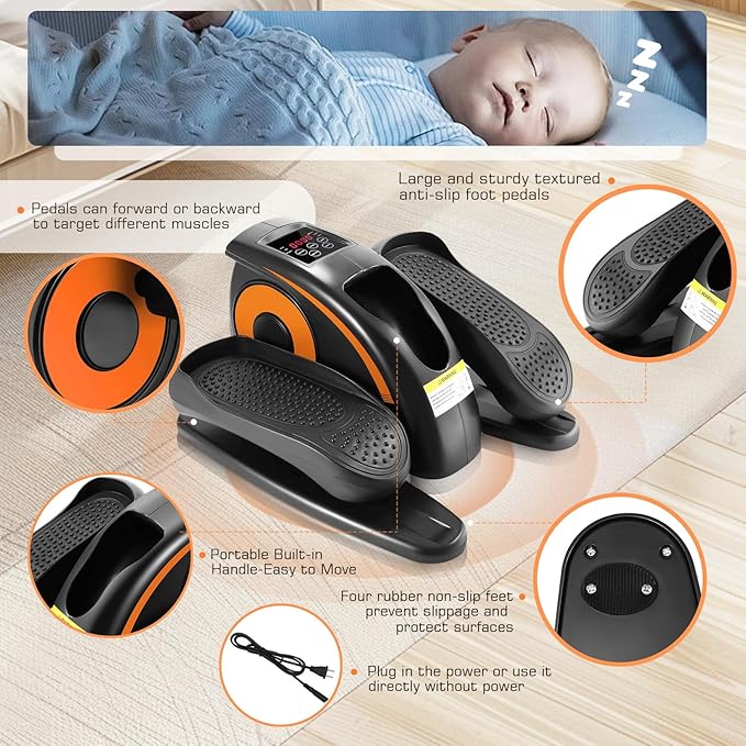 ANCHEER Under Desk Elliptical, Electric Ellipse Leg Exerciser While Sitting for Seniors Adults, Quiet Portable Motorized Seated Foot Pedal Exerciser with Remote Control for Home Office Use