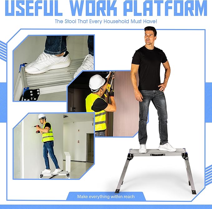 Folding Work Step Platform – 23.5" Tall Collapsible Step Stool with Carry Handle – Lightweight Utility Platform Step Stool for Home, Garage, and Travel