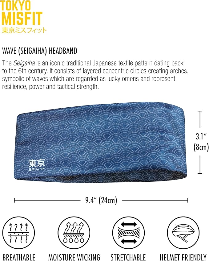Tokyo Misfit - Japanese Headbands for Men & Women, Sweat Band, Workout, Yoga, Fashion, Running, Sports, Basketball, Bandana