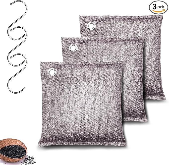 Activated Charcoal Odor Absorber, Odor Eliminator for Strong Odor,Coconut Shell Charcoal Air Purifying Bags for Home Car Closet Pet, Smoke Room Deodorizer