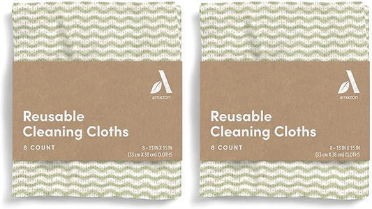 Amazon Aware All Purpose Cleaning Cloth, 8 Count, Pack of 2 Green, 13 x 15 Inch