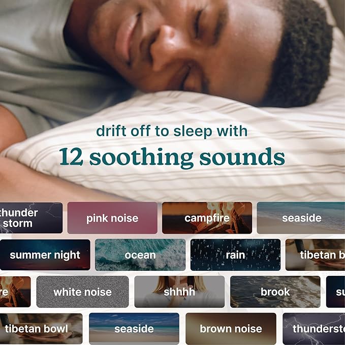 Homedics Sleep Better Portable Sound Machine, Night Light,12 Soothing Sounds Including White Noise, Rain, and Thunderstorm, Ultra-Portable Design, Auto-Off Timer, Ideal for Travel & Baby Sleep